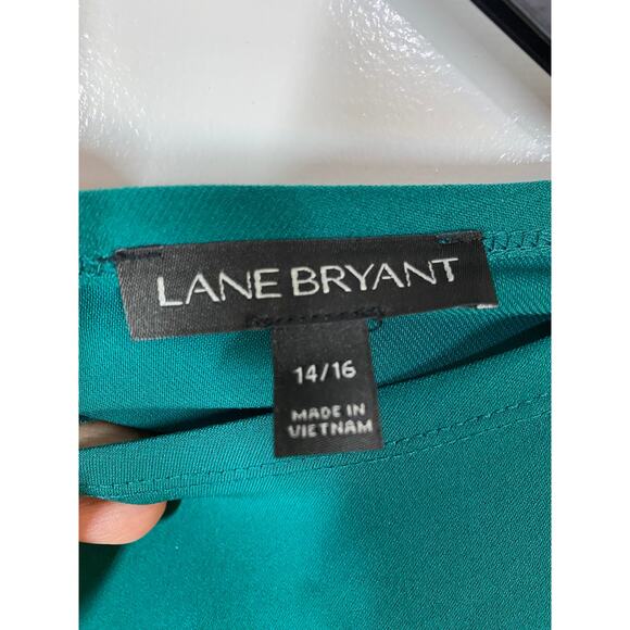 Lane Bryant Green Long Sleeve Tunic with attached Necklace Top Size 14/16 - Picture 3 of 8